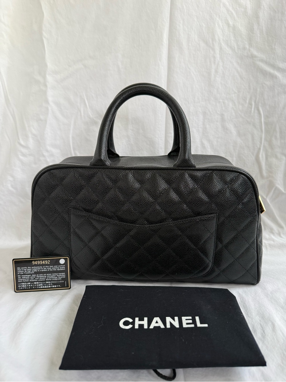 CHANEL Black Quilted Caviar Leather Top-Handle Satchel